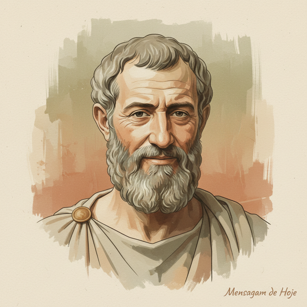 Frase estoica de Musônio Rufo: “Contentar-se com o essencial é a maior d...” – Mensagem de Hoje